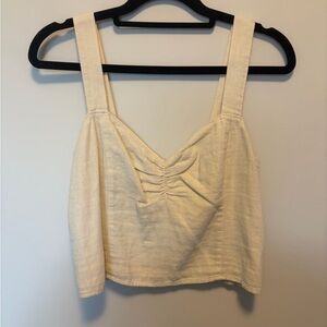 Abercrombie Linen Blend Cream Crop Top - M